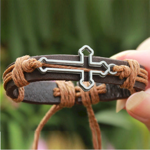 Fashion cross leather bracelets