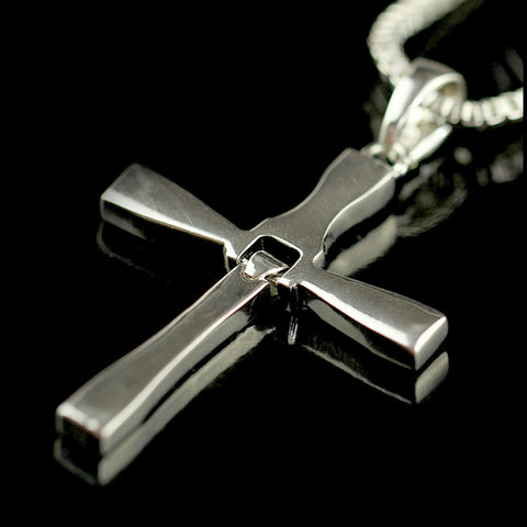 Titanium Steel Swivel Cross Pendant Necklace with CZ Crystals - LYC