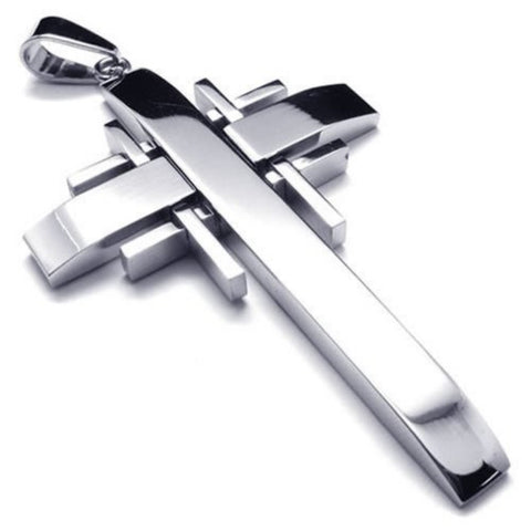 Contemporary Christian Cross Stainless steel silver necklace