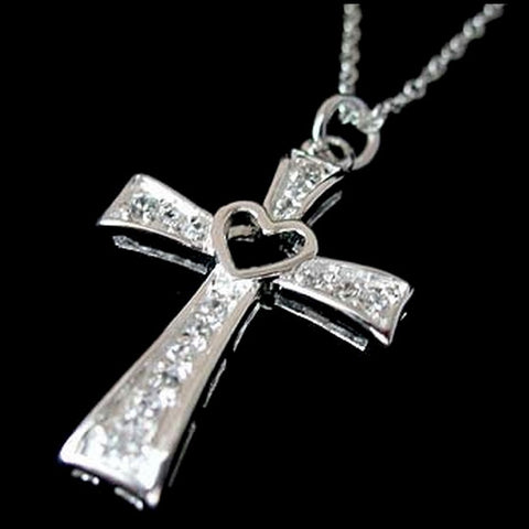 925 sterling silver Latin Cross Heart Zircon Necklace