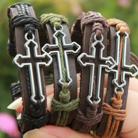 Fashion cross leather bracelets