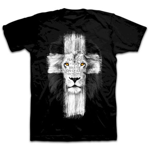 Christian Men's T-shirt - Lion Cross - Lift Your Cross