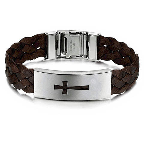 Stainless Titanium Steel Cross Woven Belt Mens Leisure Bracelet - LYC