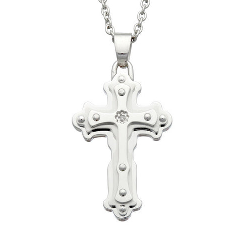Triple layered Christian Cross Stainless steel necklace silver