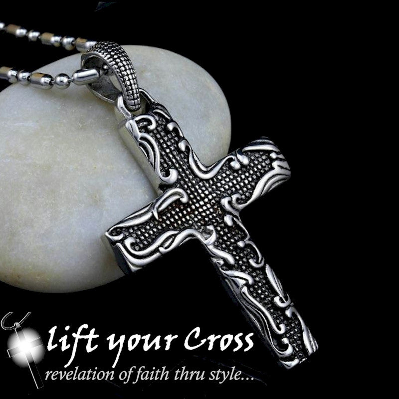Cross Necklace Black Ion-Plated Stainless Steel 24