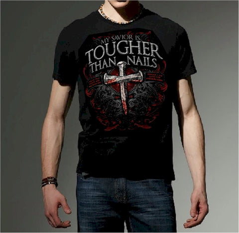 Christian Men's T-shirt - Tougher Than Nails Cross - Lift Your Cross
