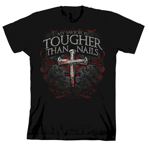 Christian Men's T-shirt - Tougher Than Nails Cross - Lift Your Cross